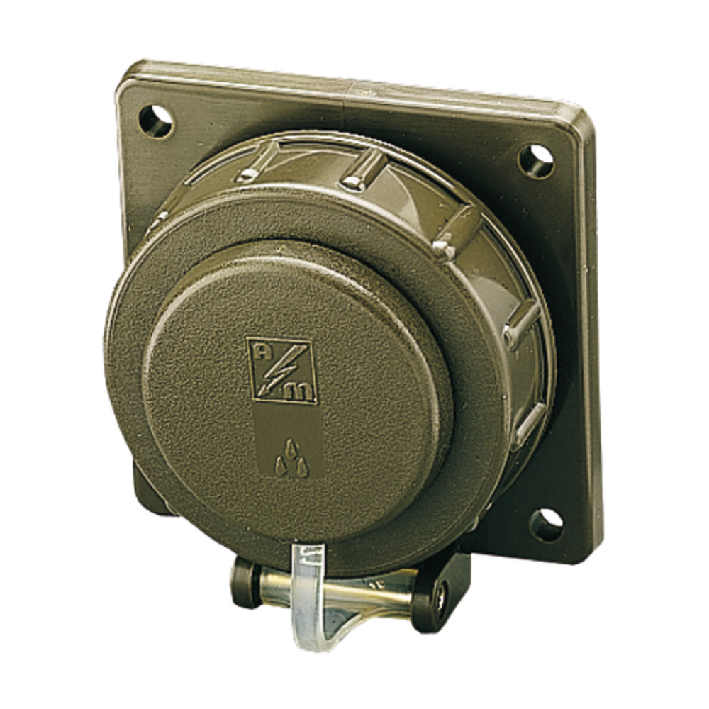 Mennekes Schuko Anbausteckdose, IP68, bronzegrün, viereckiger Flansch