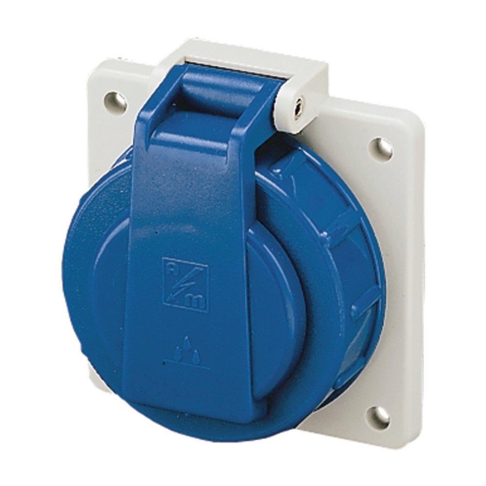 Mennekes Schuko Anbausteckdose mit Scharnierdeckel, IP68, blau/grau